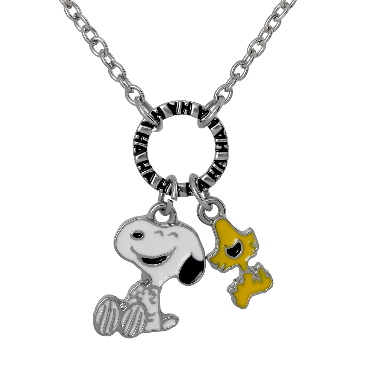 Peanuts Snoopy and Woodstock Layered Necklace for Women, 16/17/18"+3.25"