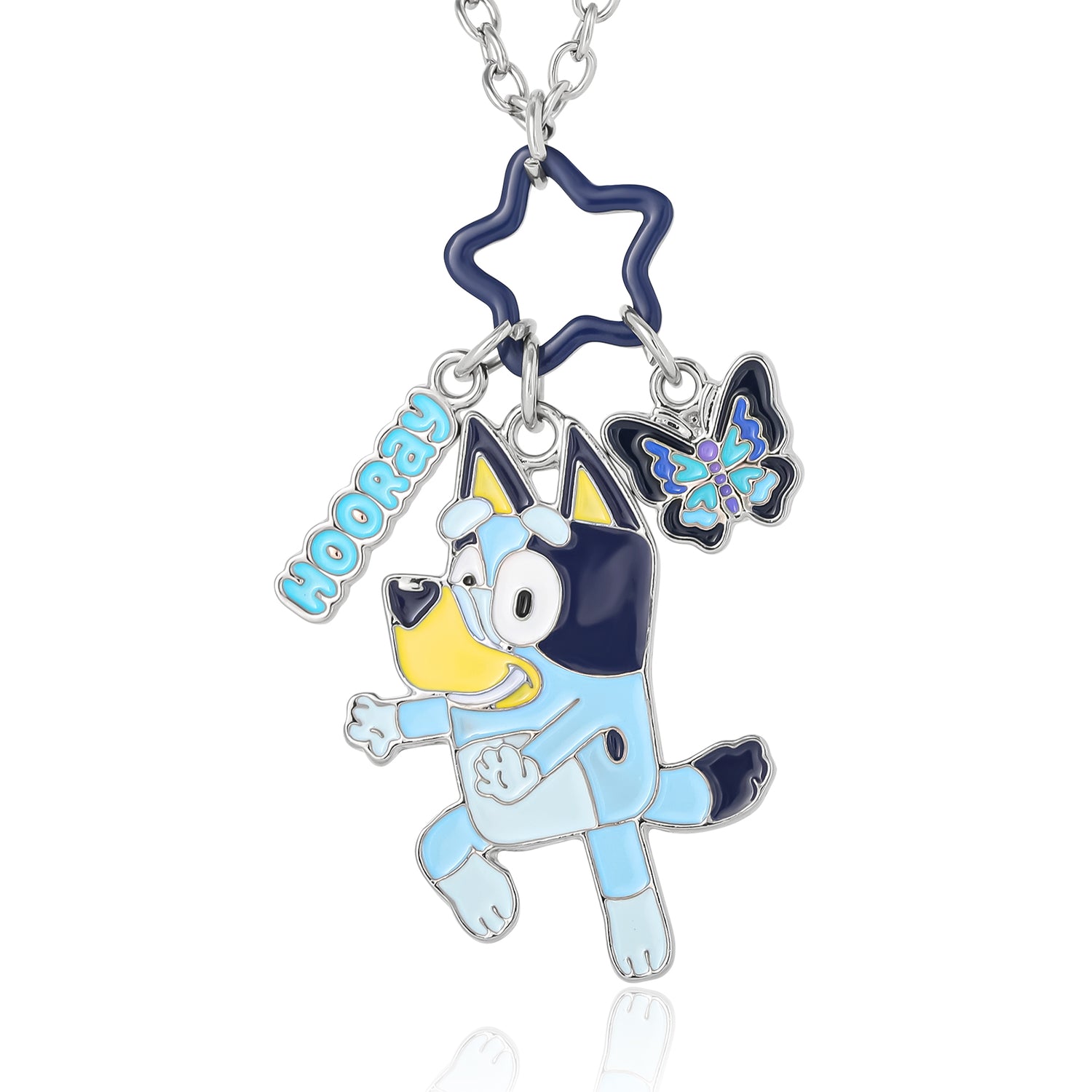 Bluey and Bingo BFF Pendant Necklace Set with Star and Charm Tags - 2 Piece Jewelry Gift