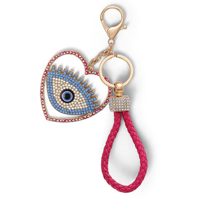 Jessica Simpson Evil Eye Heart Keychain with Pink Strap