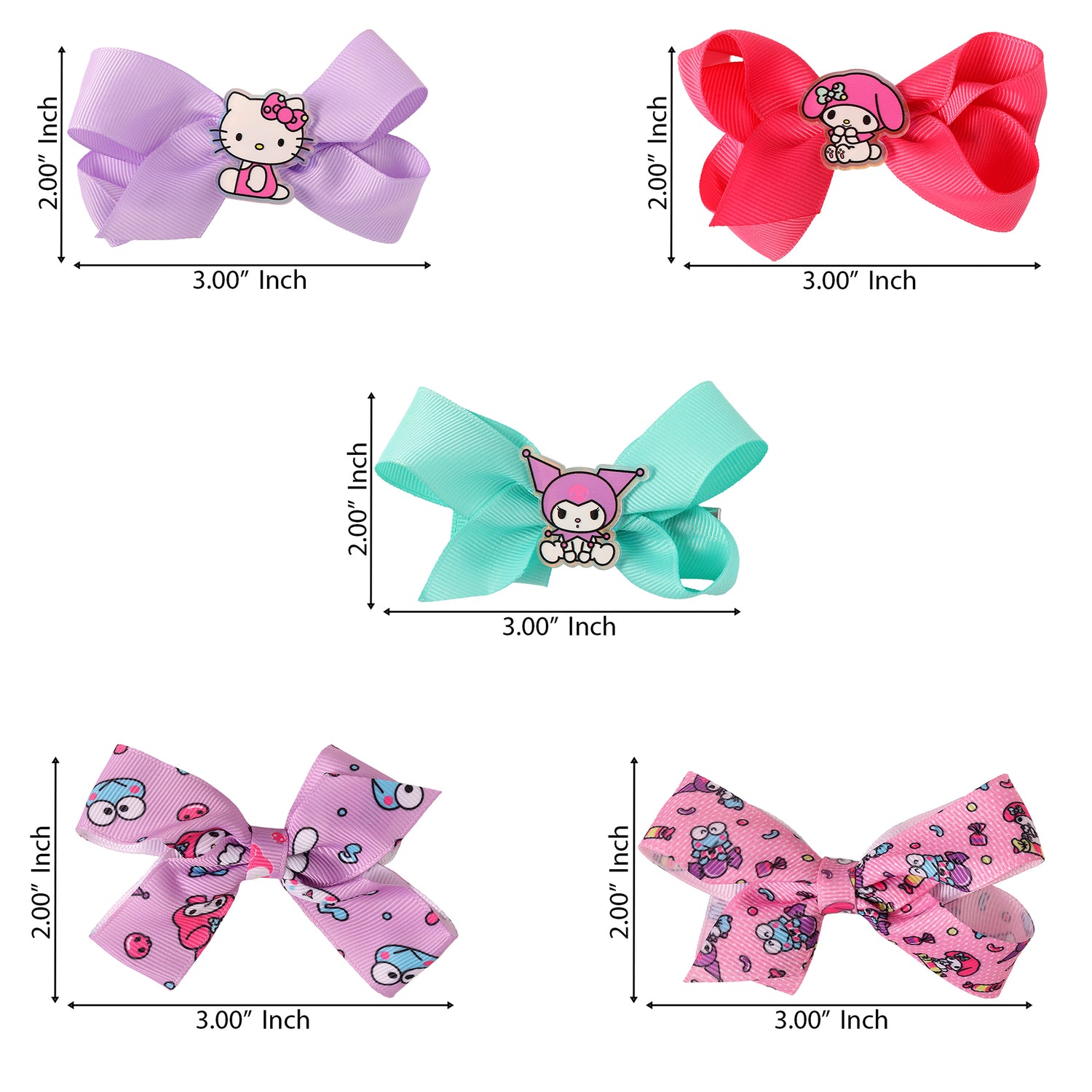 Hello Kitty and Friends Hair Bow Clips 10-Piece Official License
