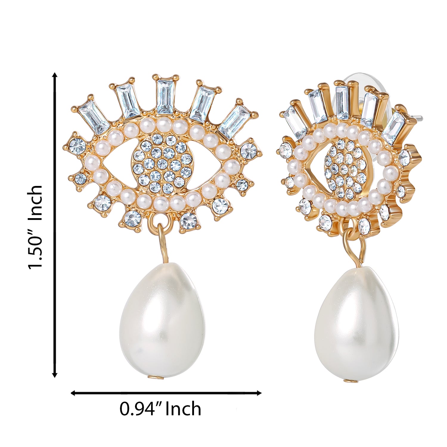 Jessica Simpson Gold-Tone Evil Eye Pearl Drop Earrings