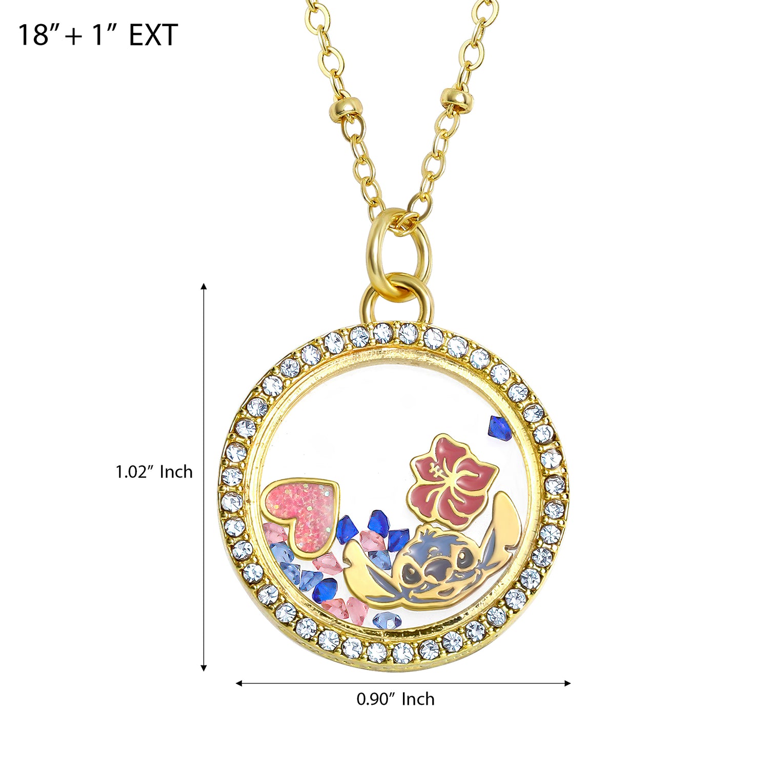 Disney Stitch Necklace Official License, Shaker Pendant