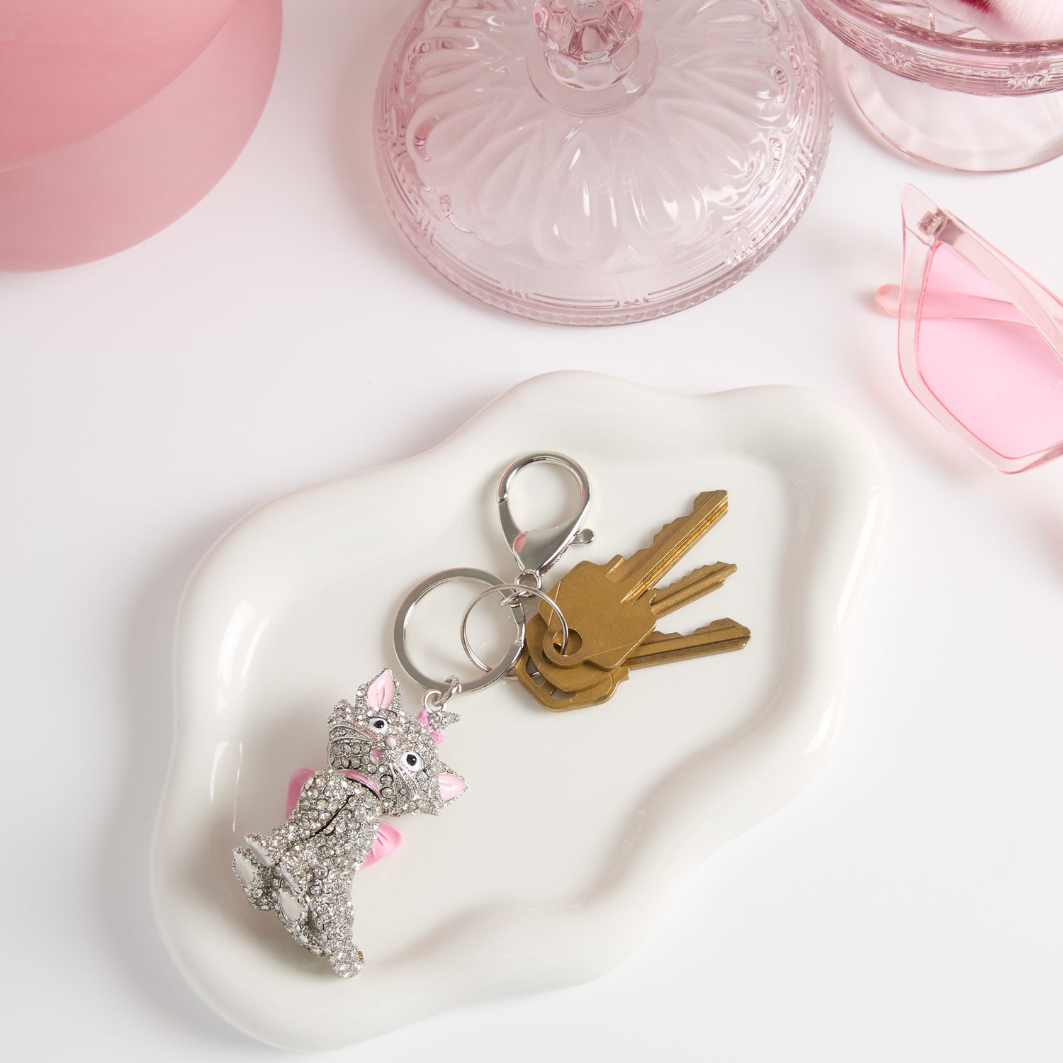 Aristocats Marie Crystal Pavé Bag Charm Keychain – Officially Licensed