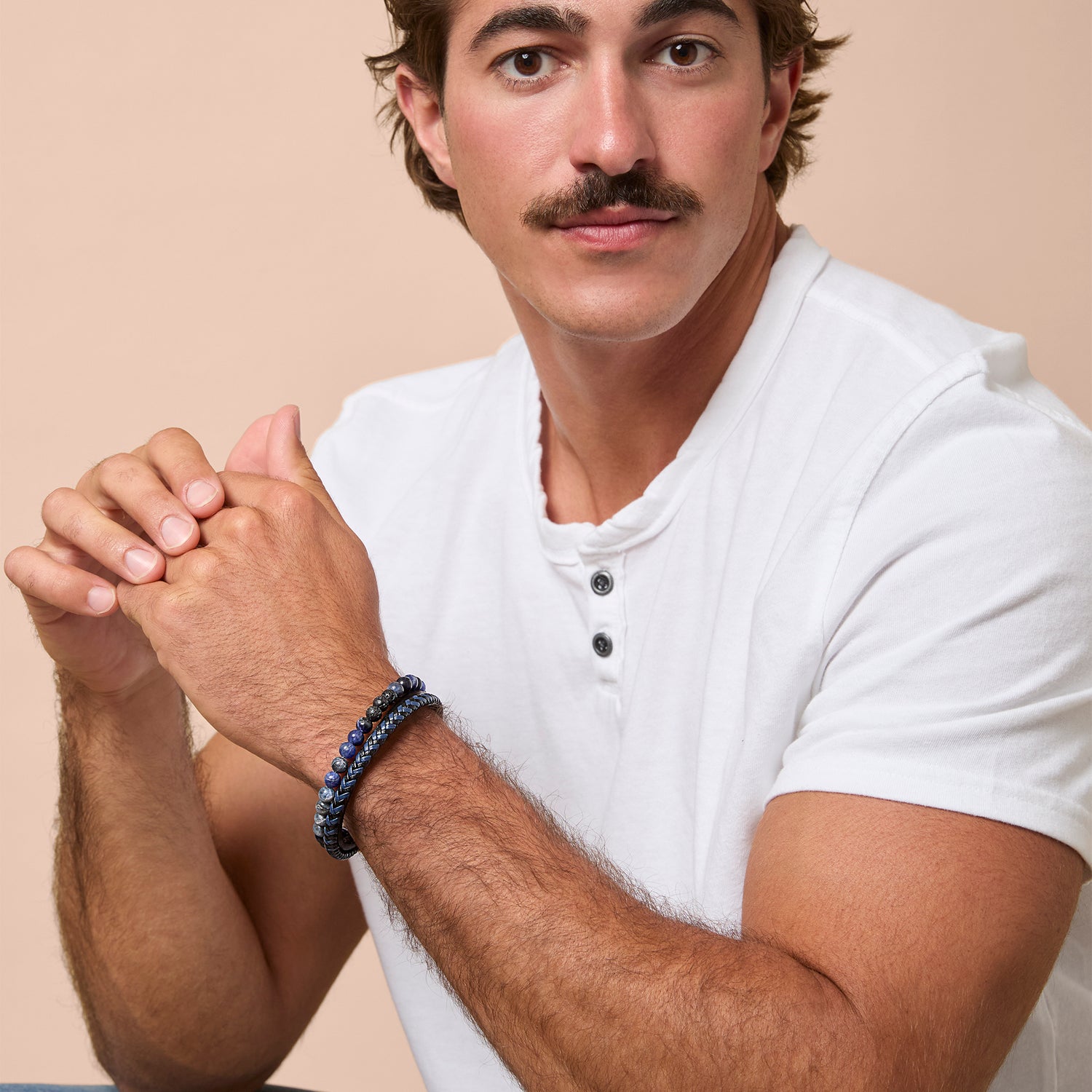 Lucky Brand Stainless Steel (316L) Blue 3-Row Bracelet