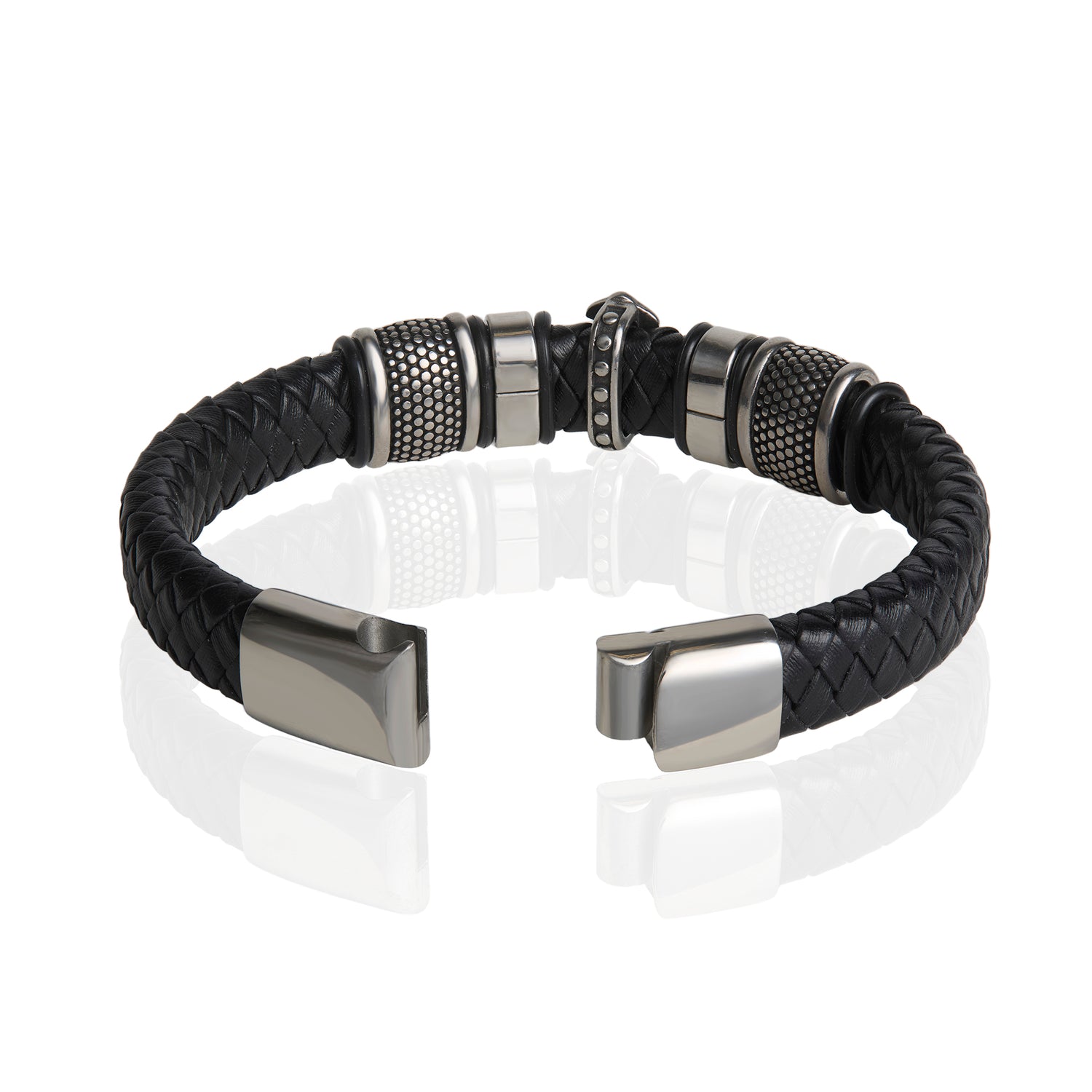 Lucky Brand Black Cross Bracelet for Men, Stainless Steel Faith Bracelet - 8.5''