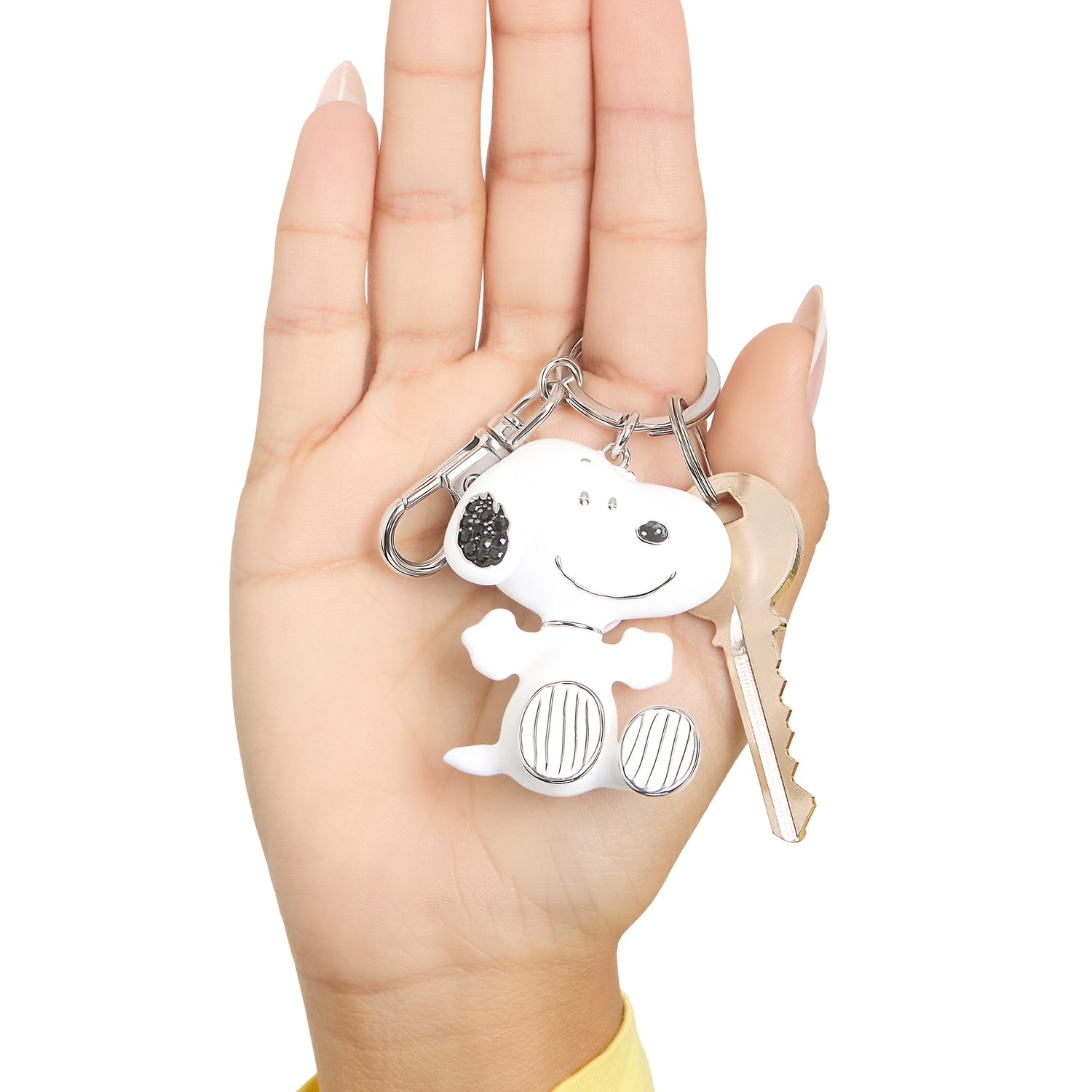 Peanuts Snoopy Keychain, Silver-Tone Enamel Bag Charm