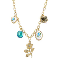 Celebrity Pink Gold-Tone Necklace for Women with 5 Pendants