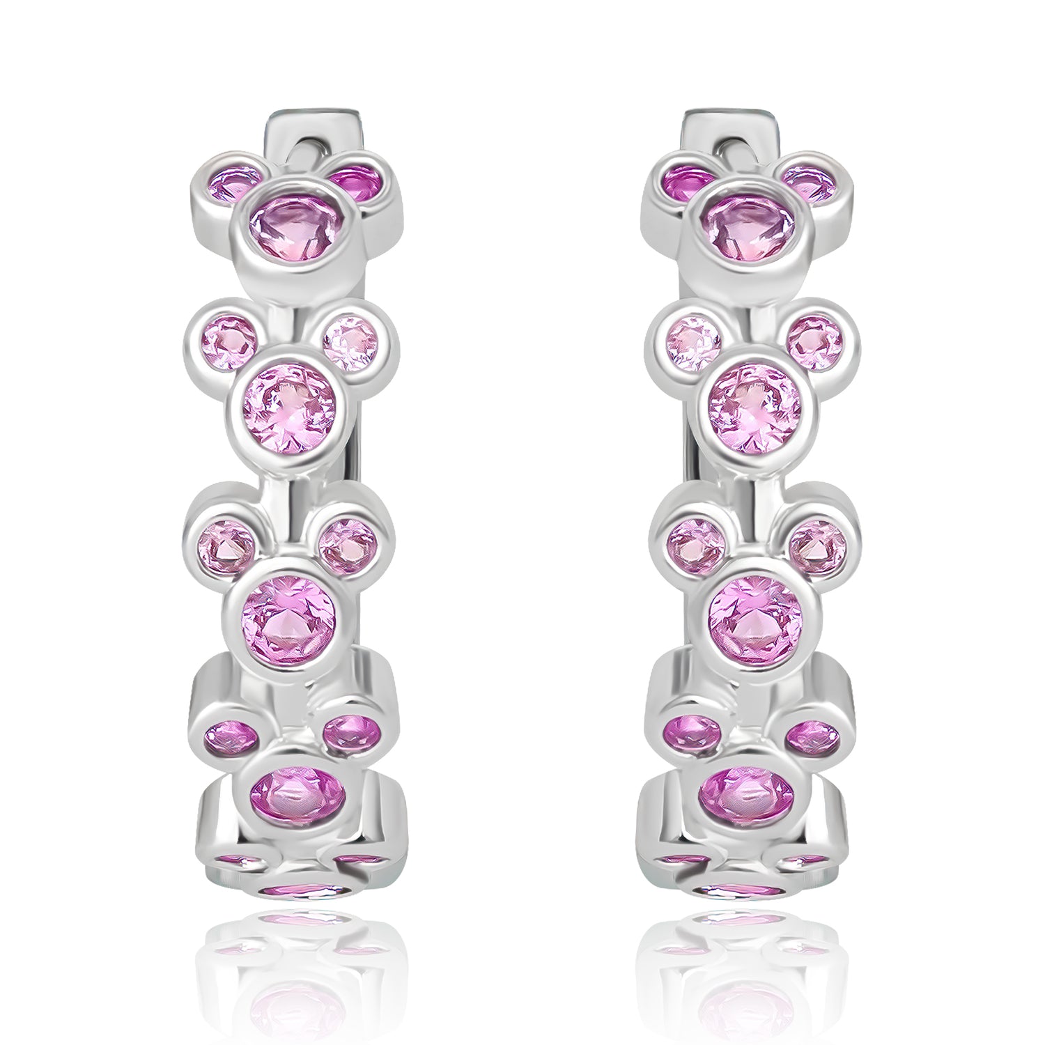 Disney Mickey Mouse Endless Hoop Earrings Cubic Zirconia Disney Pink Hoops