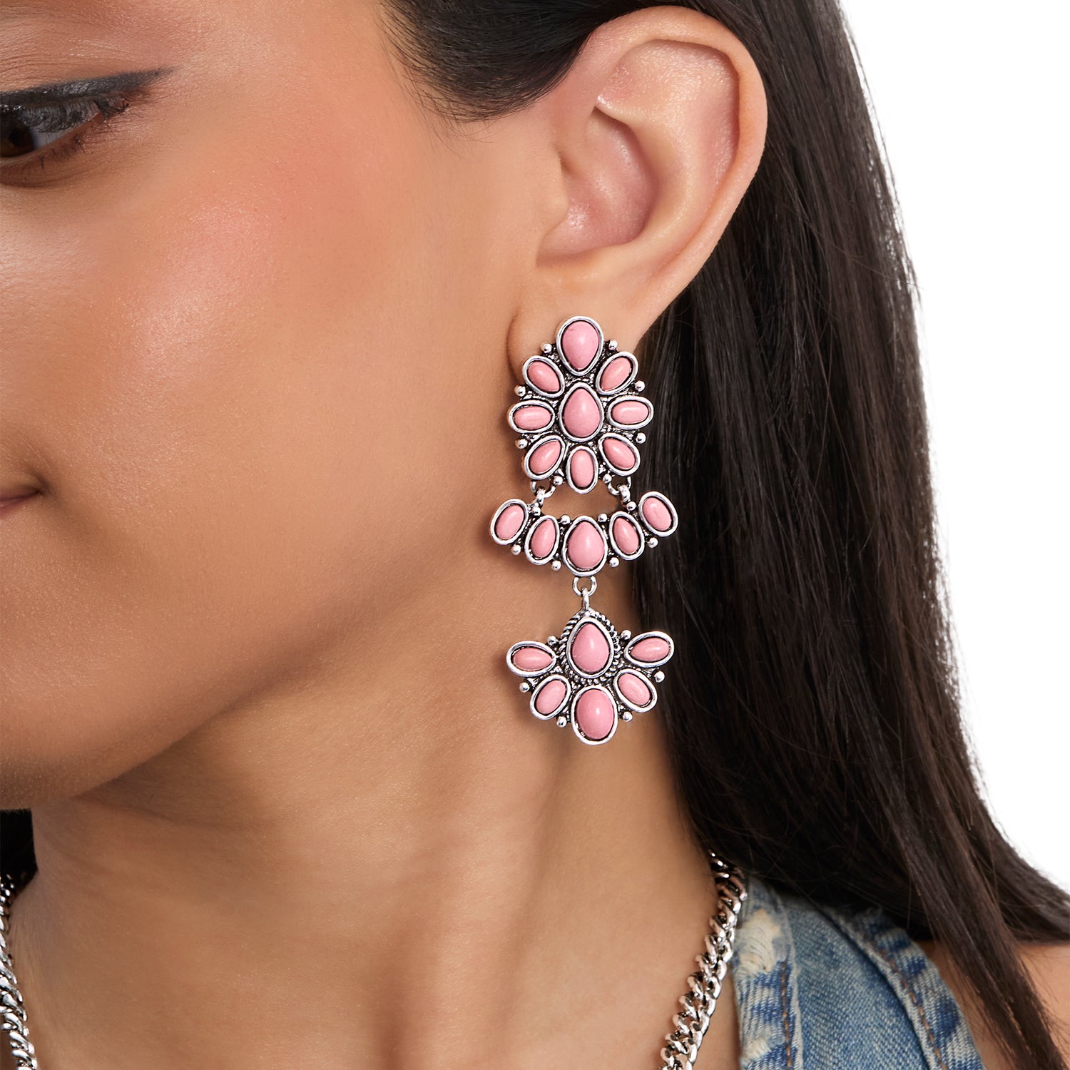 JS Jessica Simpson Red Turquoise Dangle Earrings