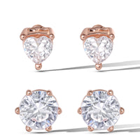 Jessica Simpson Heart and Round Crystal Stud Earring Set - 2 Pairs