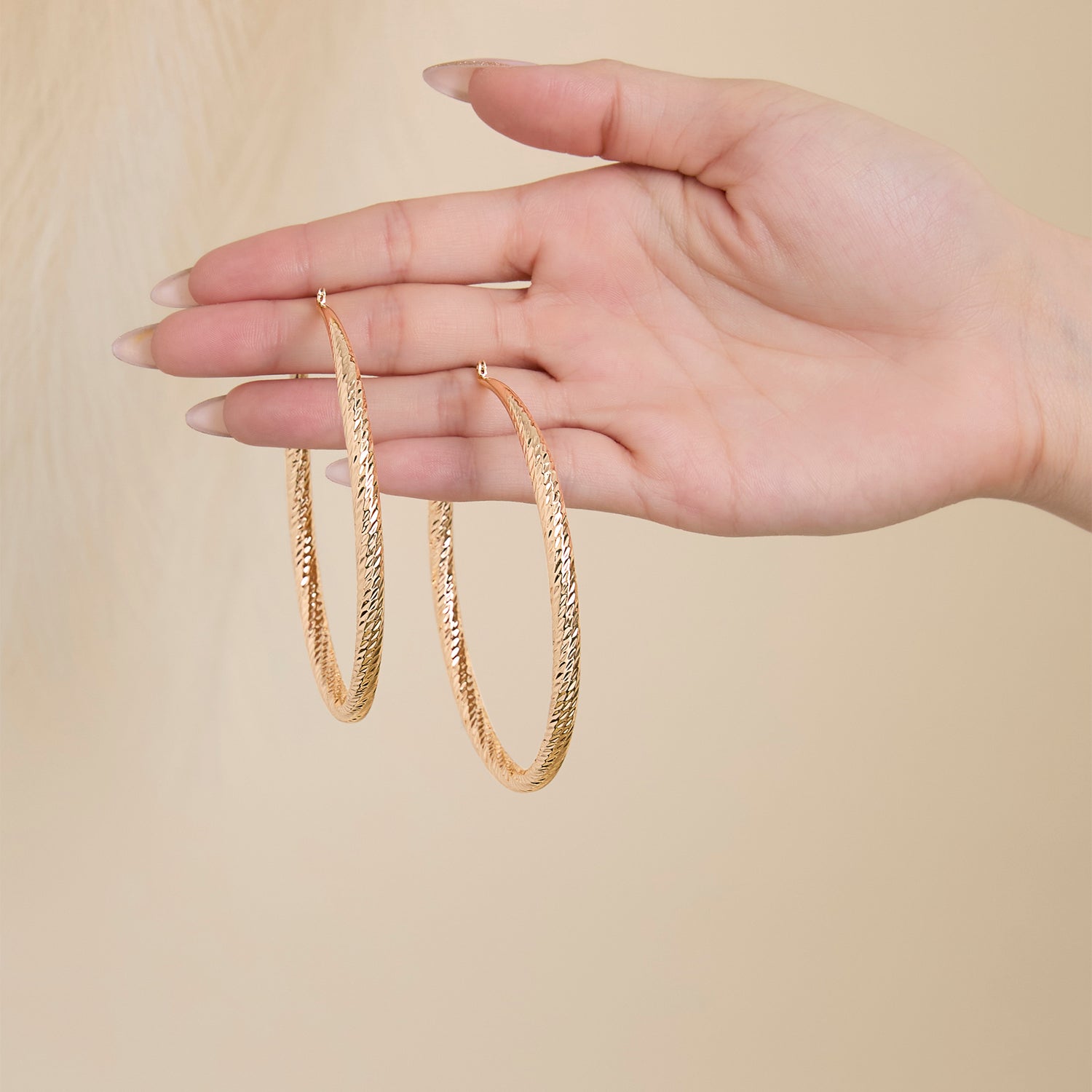 JS Jessica Simpson Wide Textured Hoop Earrings