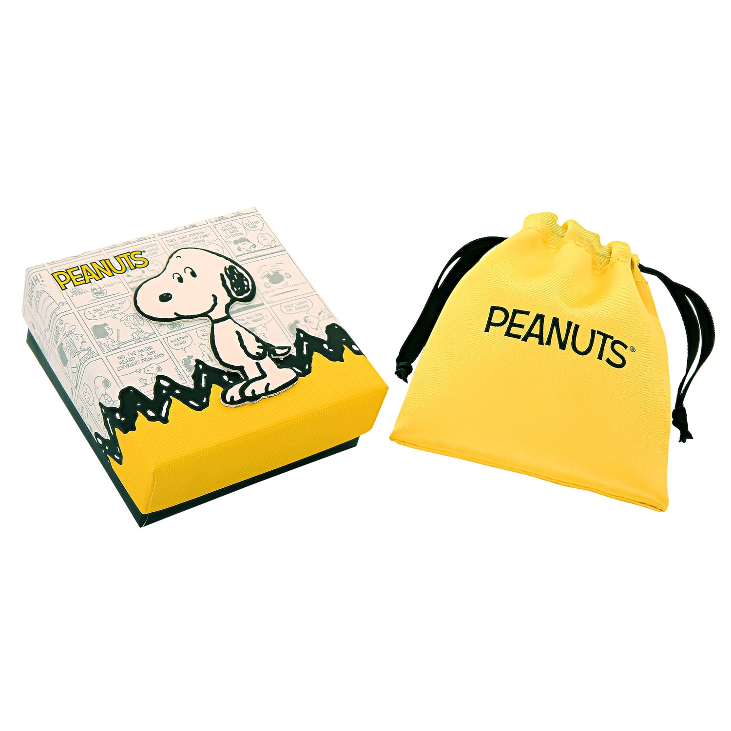 Peanuts Snoopy Necklace for Women Official License, 16+2 Silver Flash-Plated Heart Necklace with Pink Glitter and Crystal