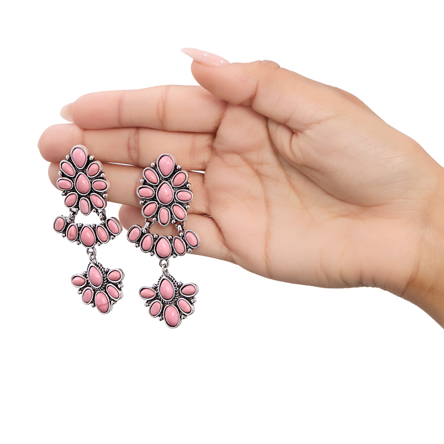 JS Jessica Simpson Red Turquoise Dangle Earrings