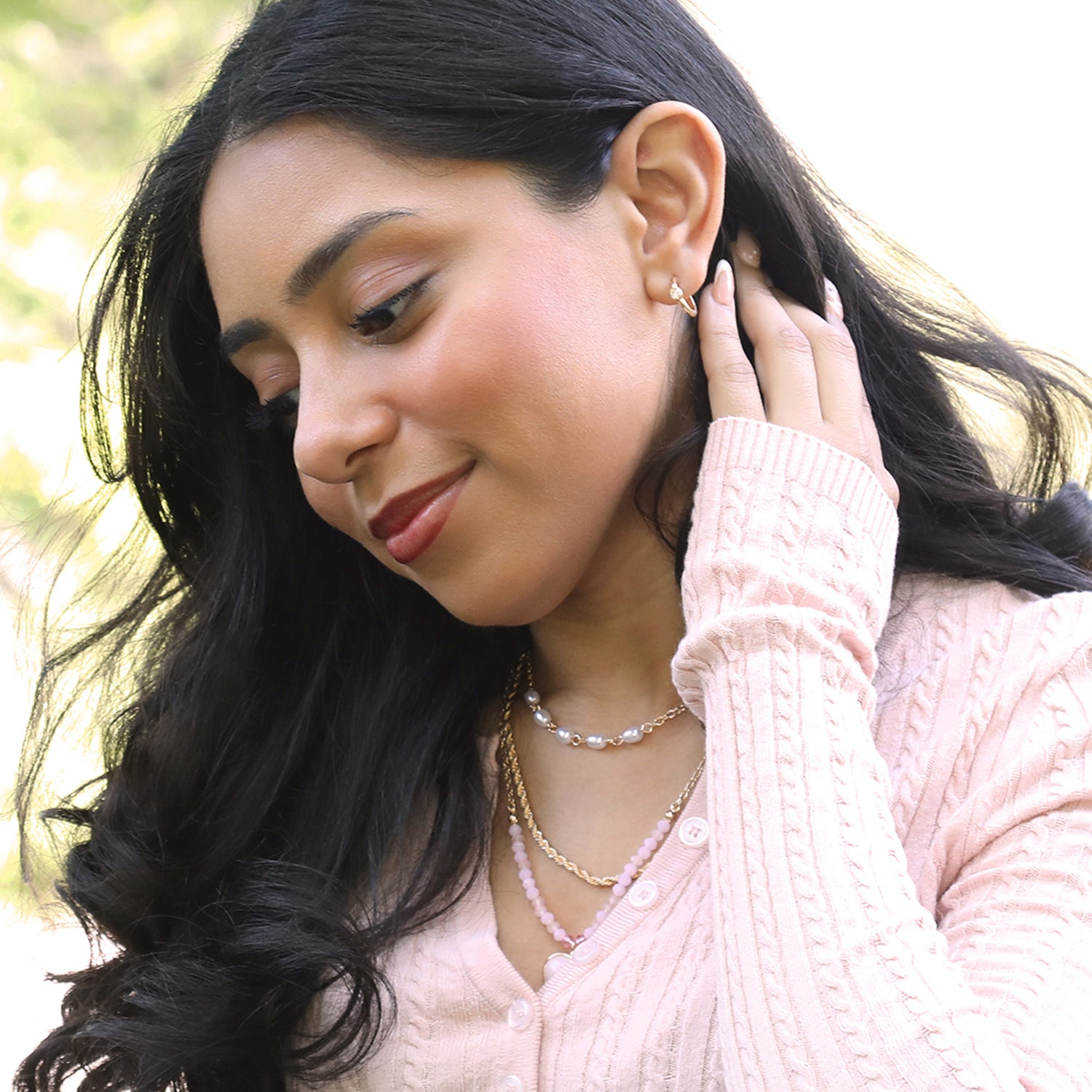 Celebrity Pink Embellished Gold-Tone Hoops and Stud Earrings Pack of 6 | 6-Pack, Small Hoops and Stud Earrings with Pearl and Rhinestone Accents