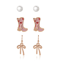 Jessica Simpson Imitation Gold Plated 3-Pack Stud Earrings Set