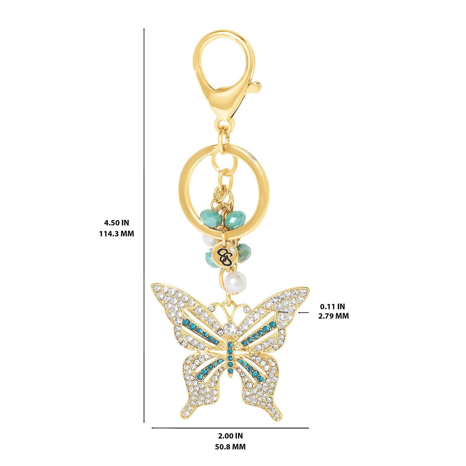 Jessica Simpson Pave Crystal Butterfly Keychain
