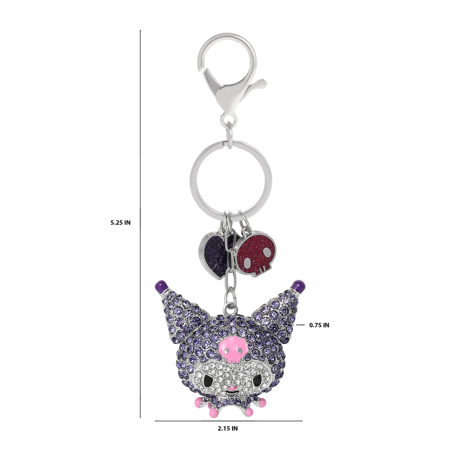 Kuromi Crystal Cluster Pavé Bag Charm Keychain – Officially Licensed Sanrio