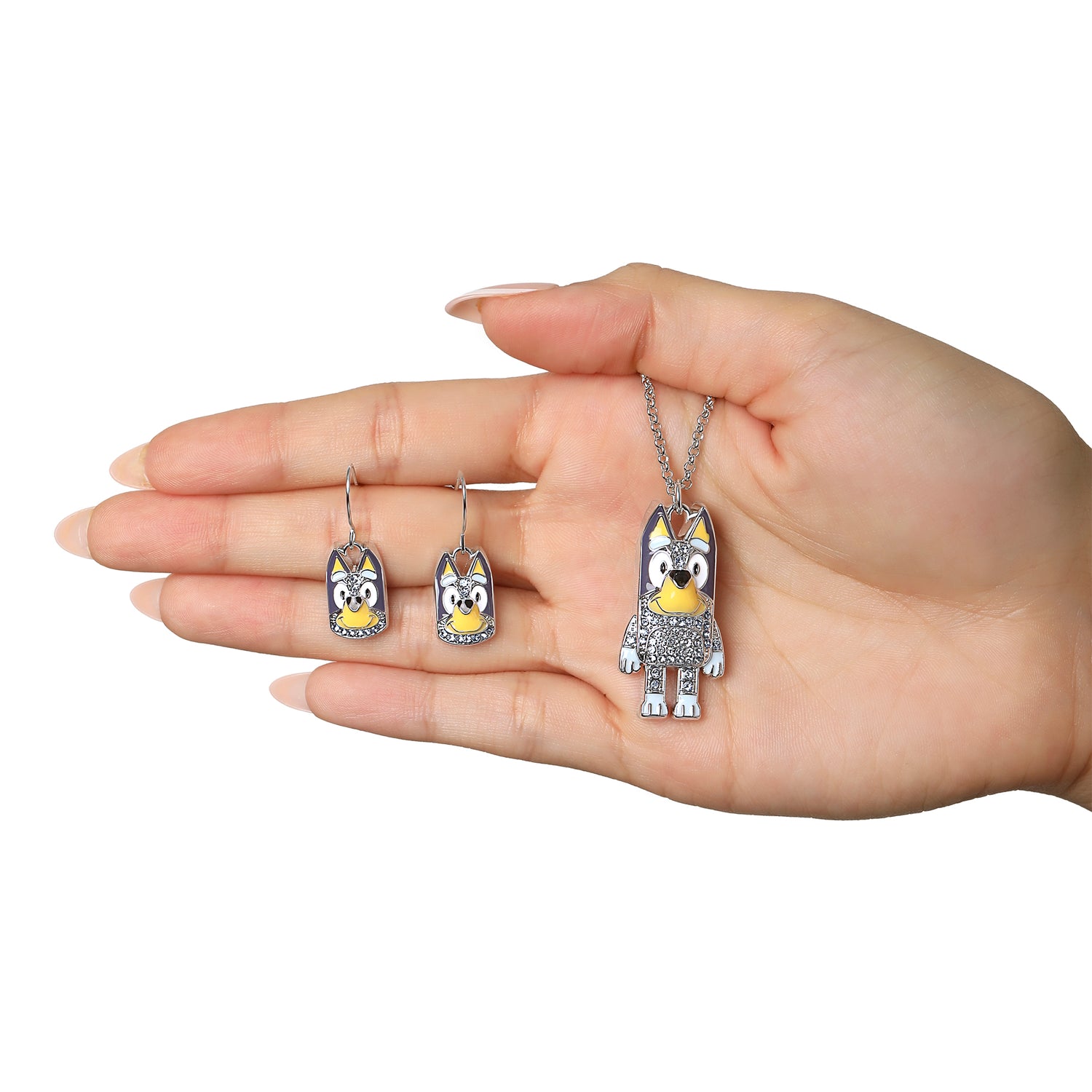 Bluey Pendant Necklace & Fish Hook Earrings Set, Official License