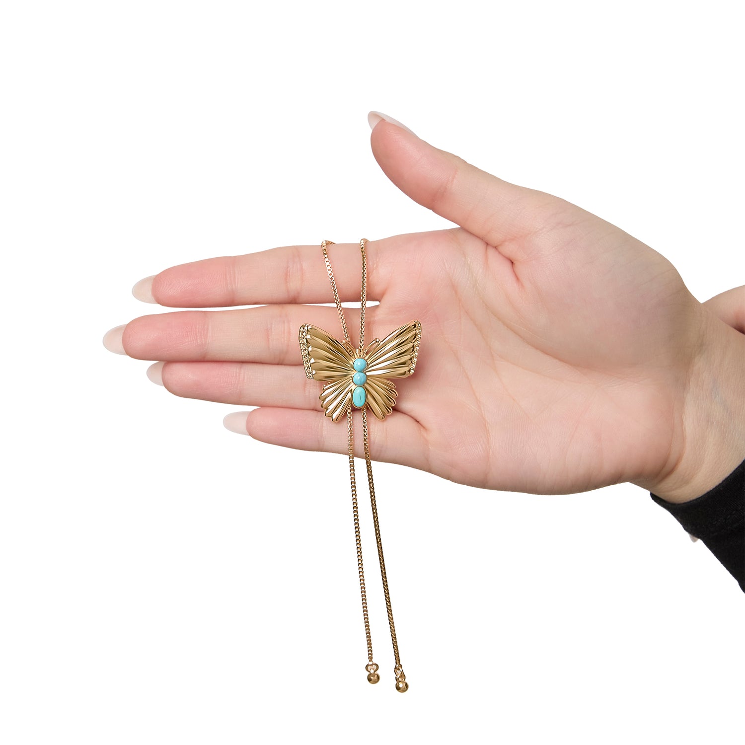Jessica Simpson Gold-Tone Butterfly Y-Lariat Necklace with Green Crystal