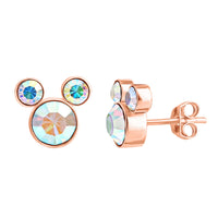 Disney Mickey Mouse Aurora Boreal Crystal Stud Earrings, Flash-Plated Earrings Official License