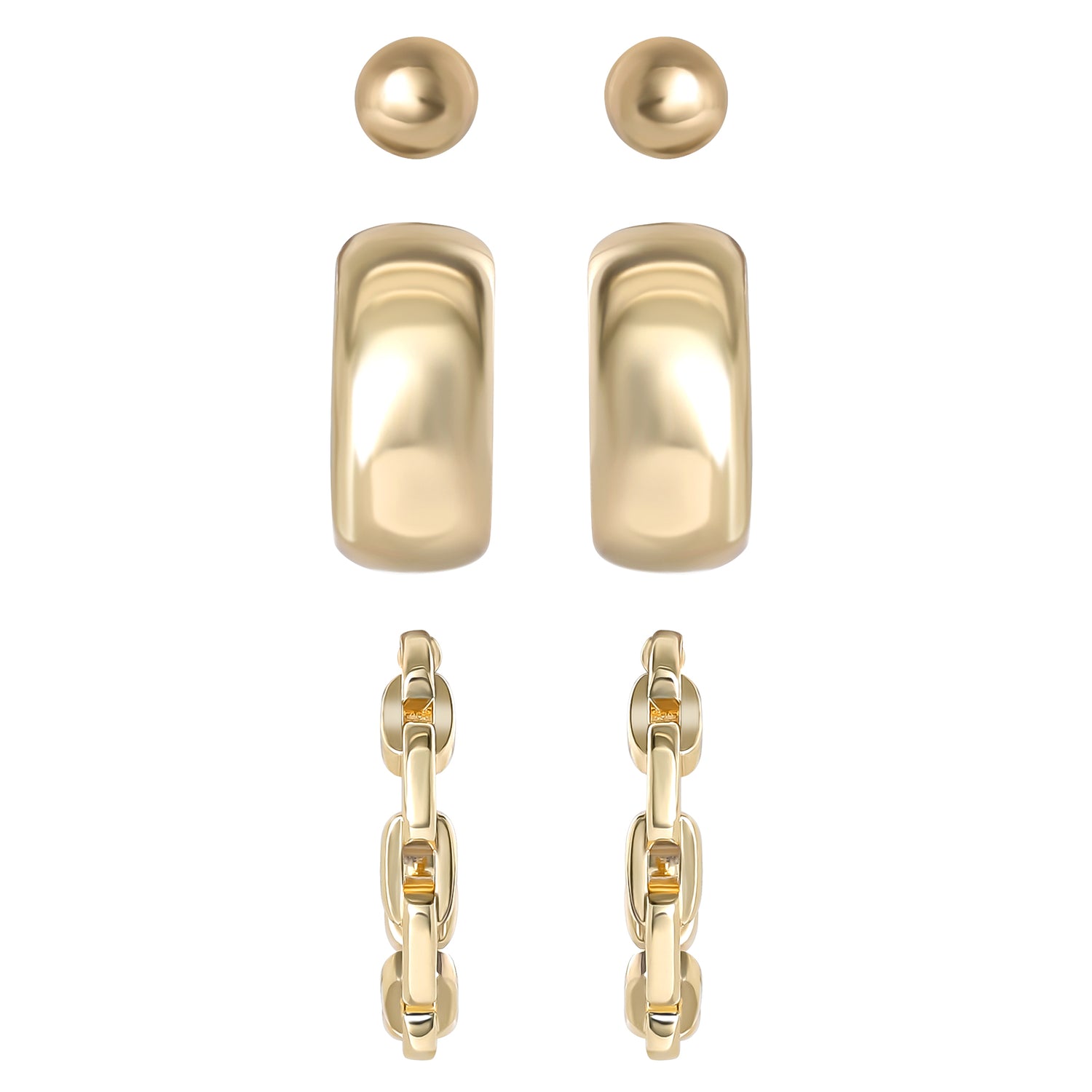 Jessica Simpson Gold-Tone Stud and Hoop Earring Set