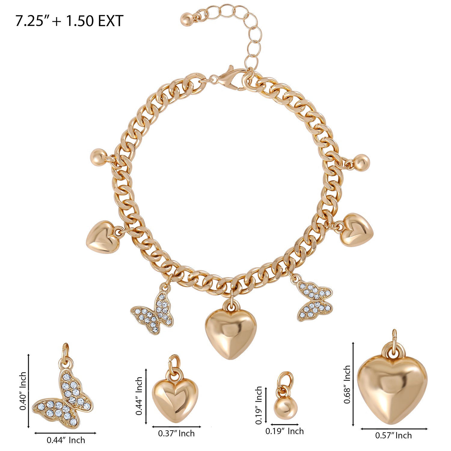 Jessica Simpson Heart & Butterfly Gold-Tone Bracelet