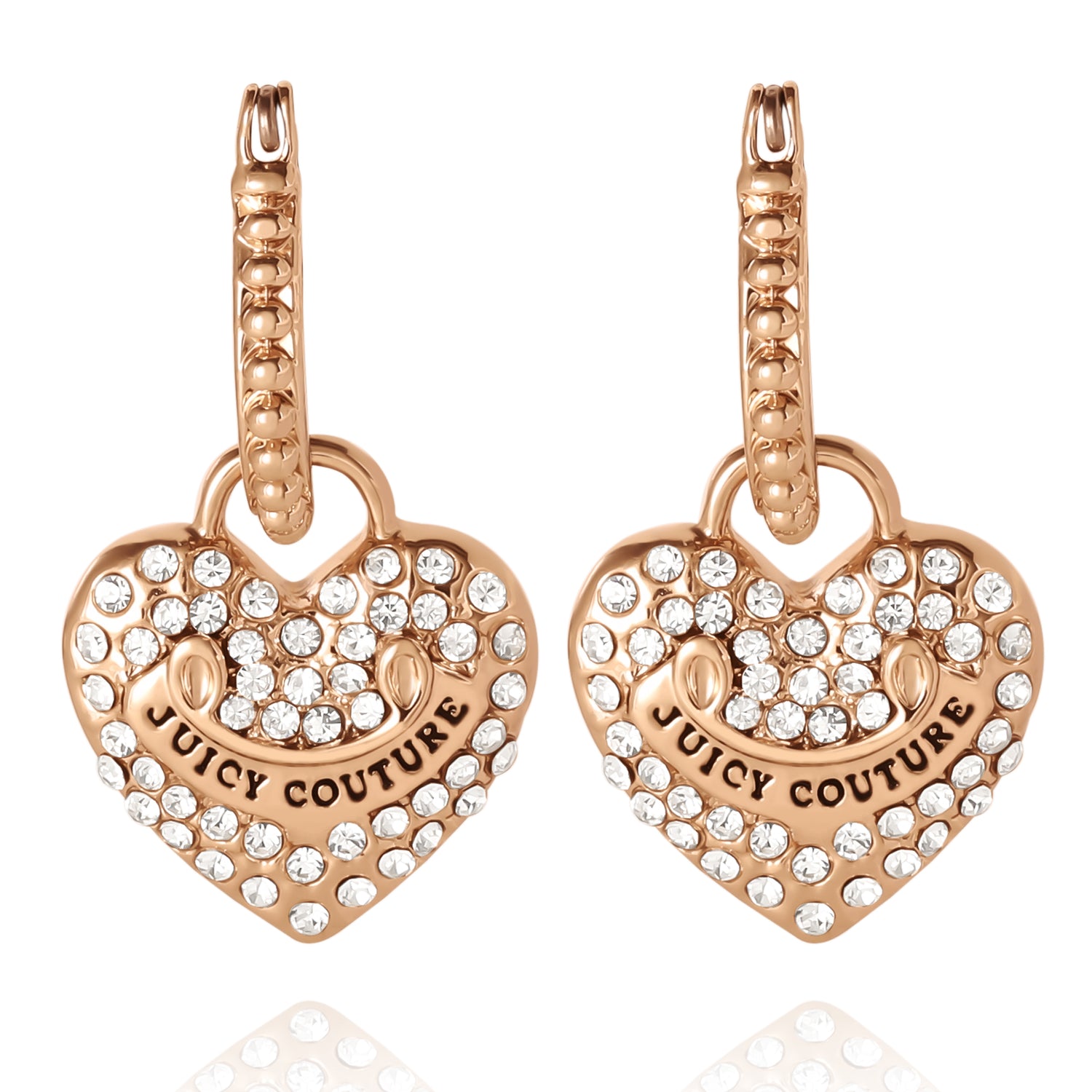 Juicy Couture Dangling Heart Charm Hoop Earrings