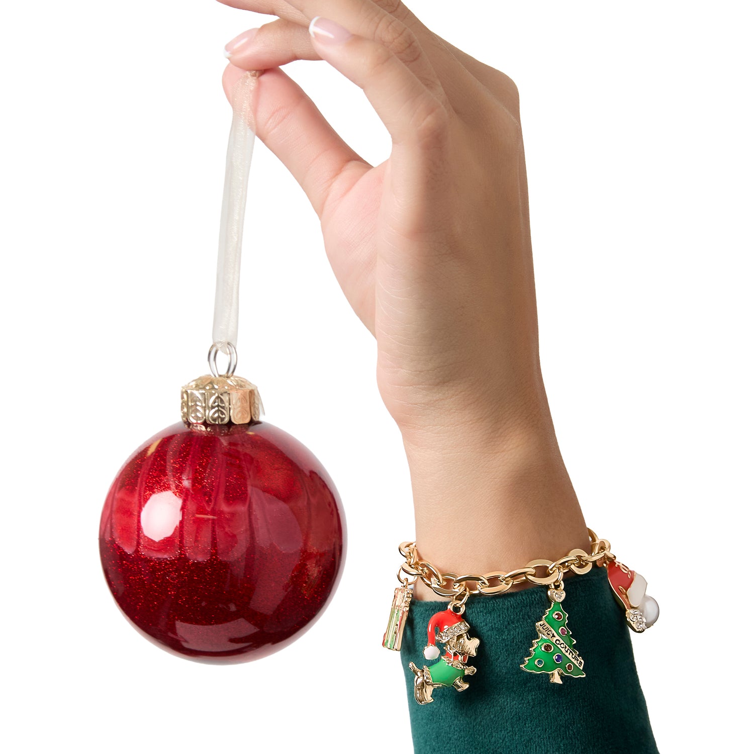 Juicy Couture Holiday Charm Bracelet, Gold‑Tone Enamel Christmas Motifs