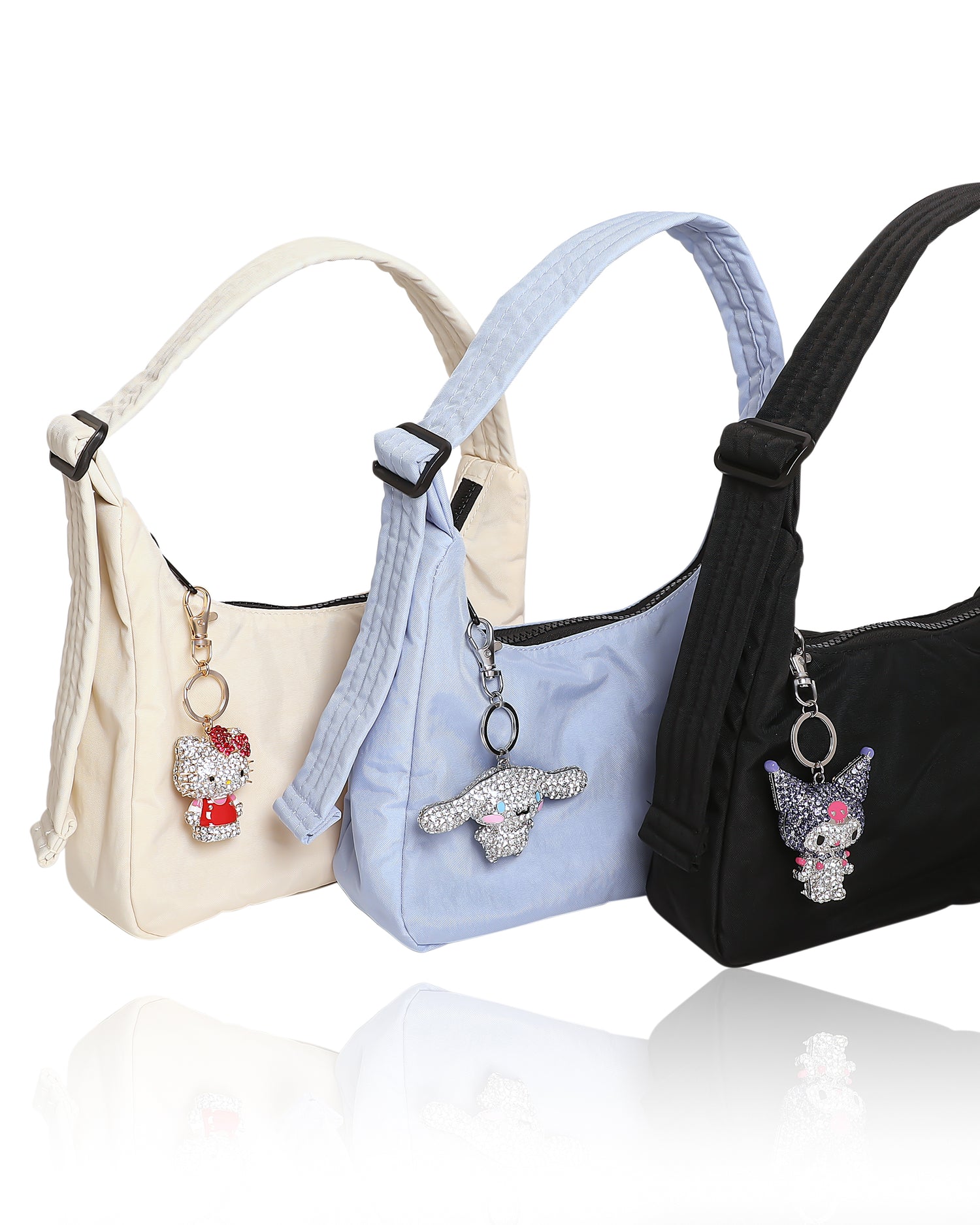 Hello Kitty Crystal Pavé Bag Charm Keychain – Red Dress – Officially Licensed S