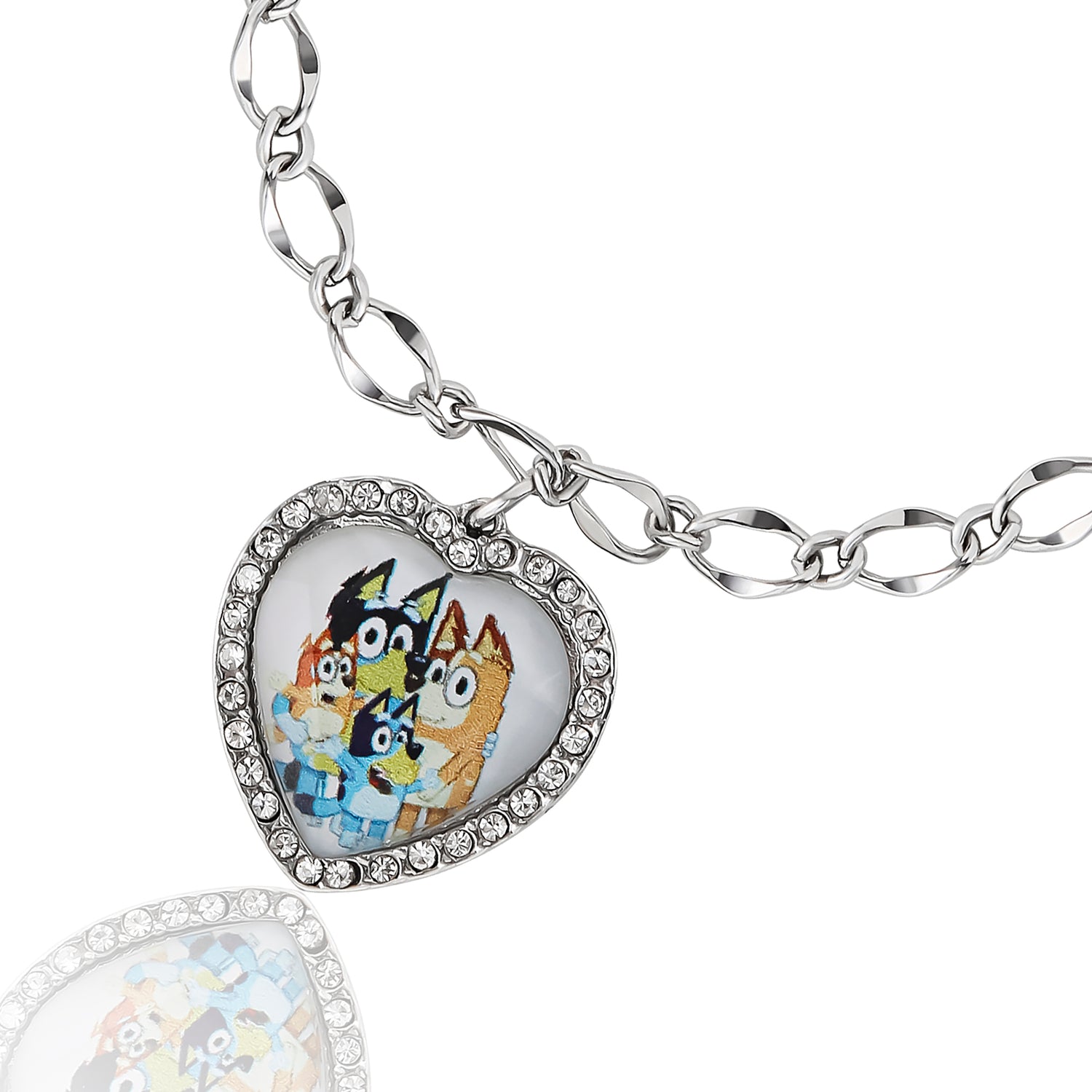 Bluey Heart Pendant Chain Bracelet - Silver Tone