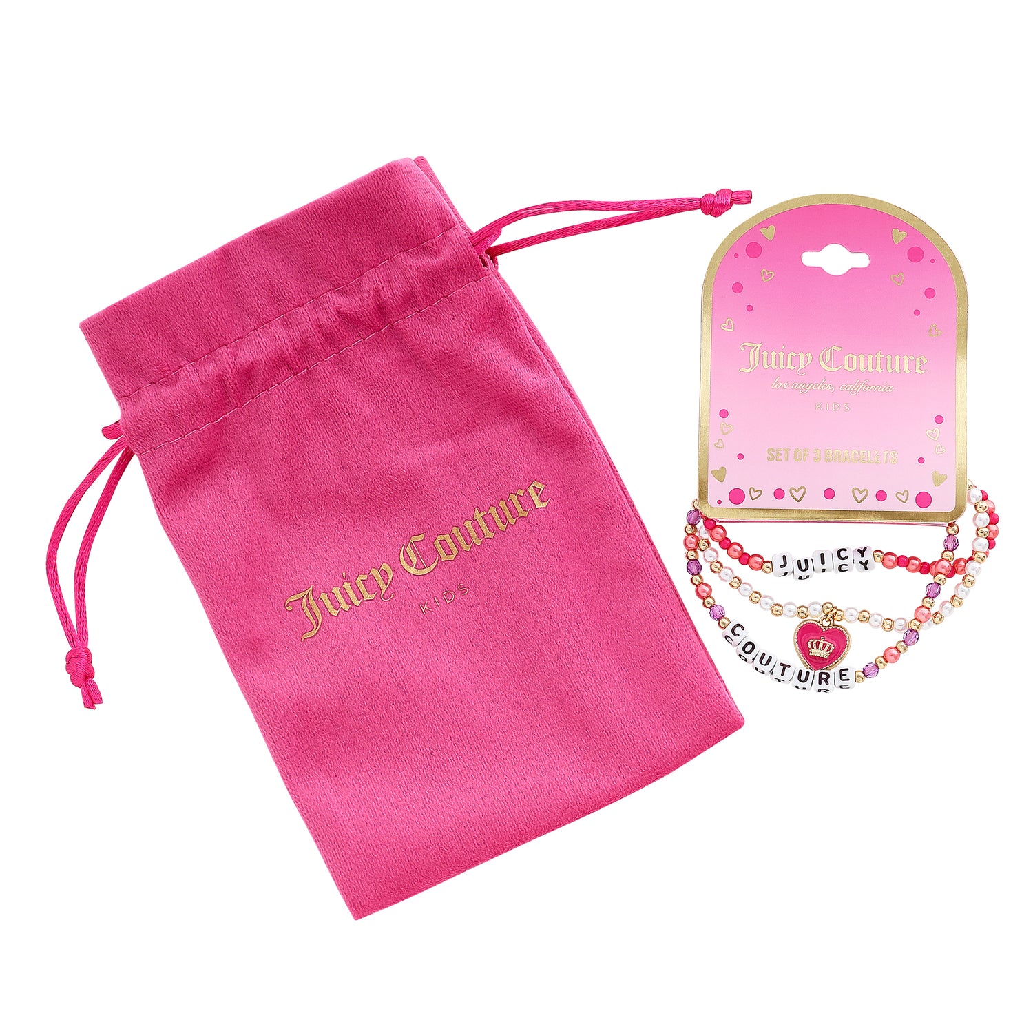 Juicy Couture Kids Choose Juicy Heart Charm 3 Piece Beaded Jewelry
