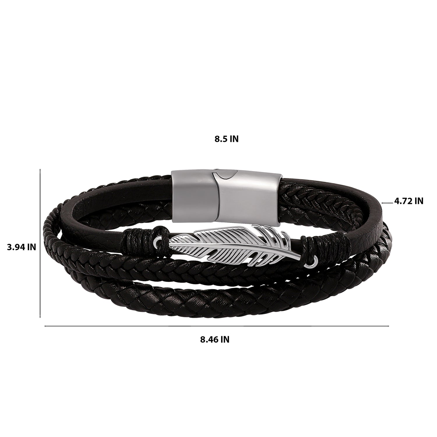 Lucky Brand Mens Triple Row Black Bracelet with Silver Accents
