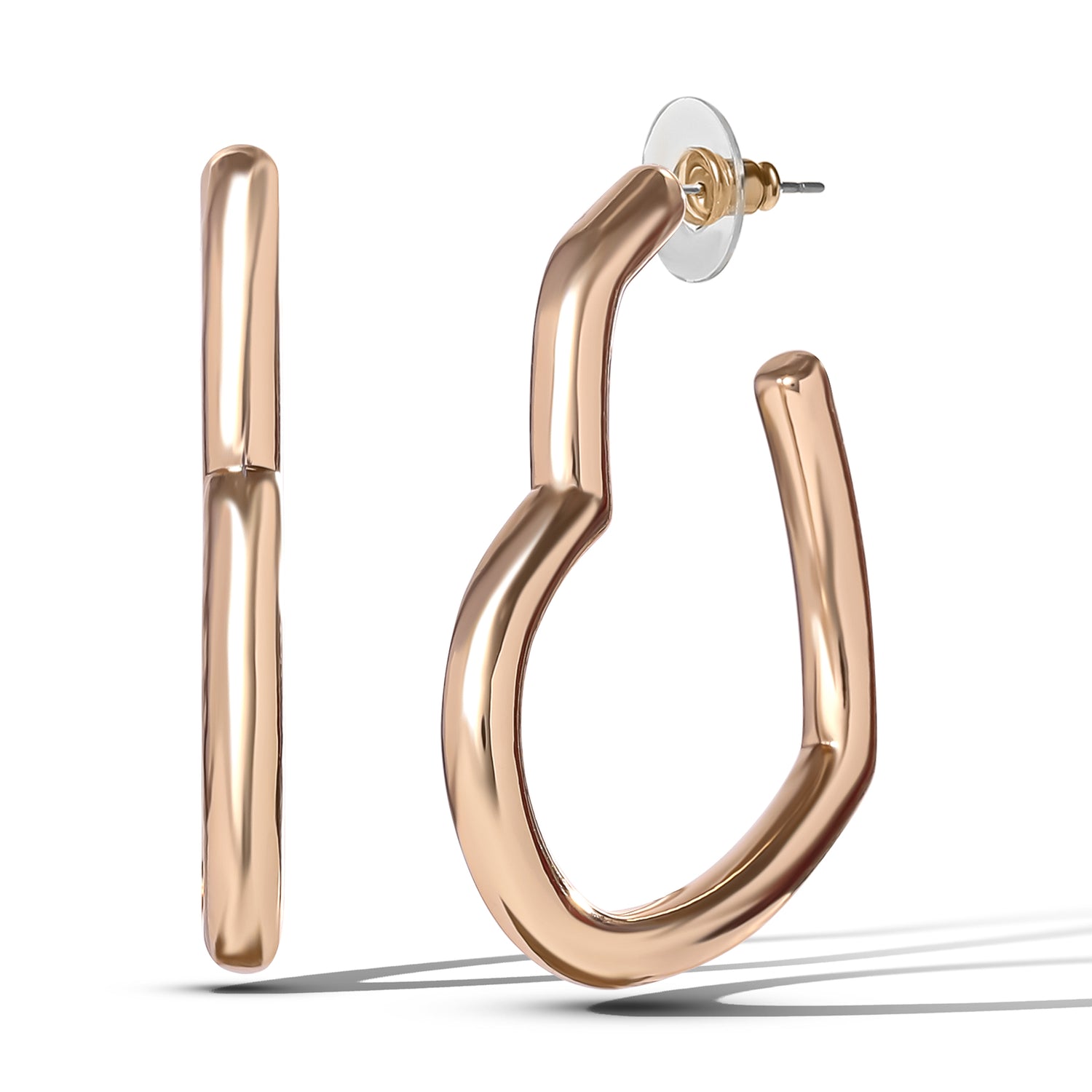 Jessica Simpson Open Heart Thin Wire Hoop Earrings in Gold