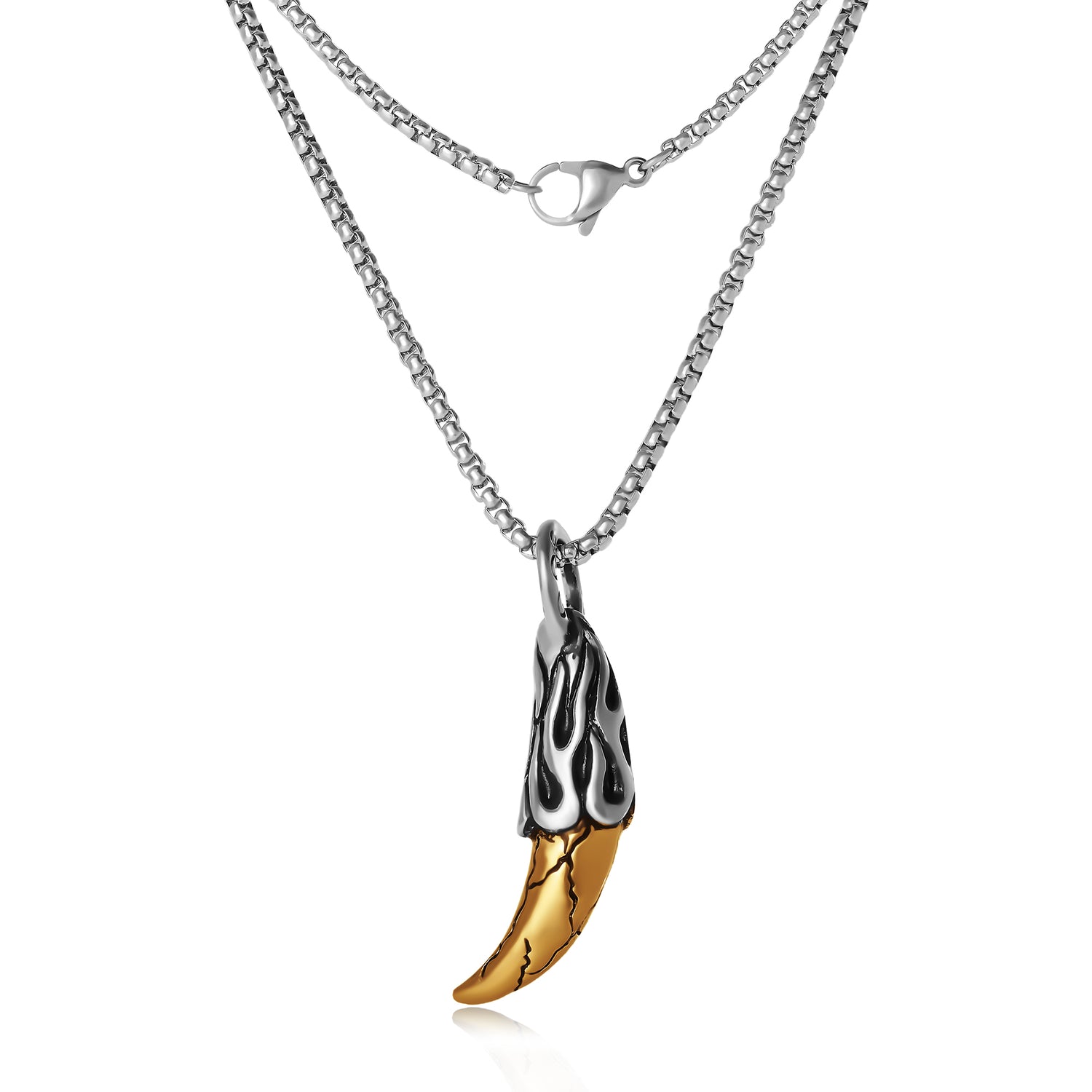 Lucky Brand Men’s Claw Pendant Necklace, Two‑Tone Stainless Steel - 22'' Box Chain
