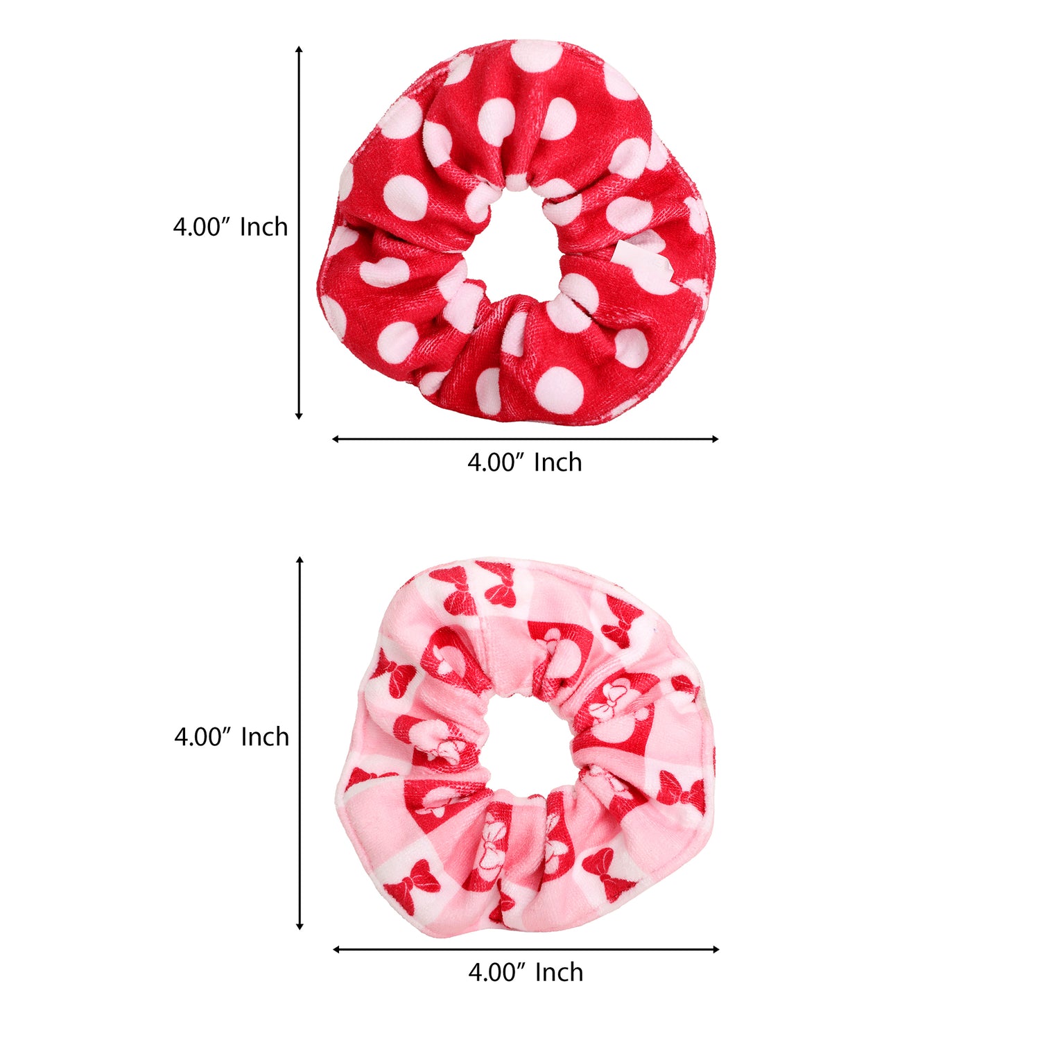Minnie Mouse Scrunchies 2-Piece Set Official License, Spa Towel Hair Ties