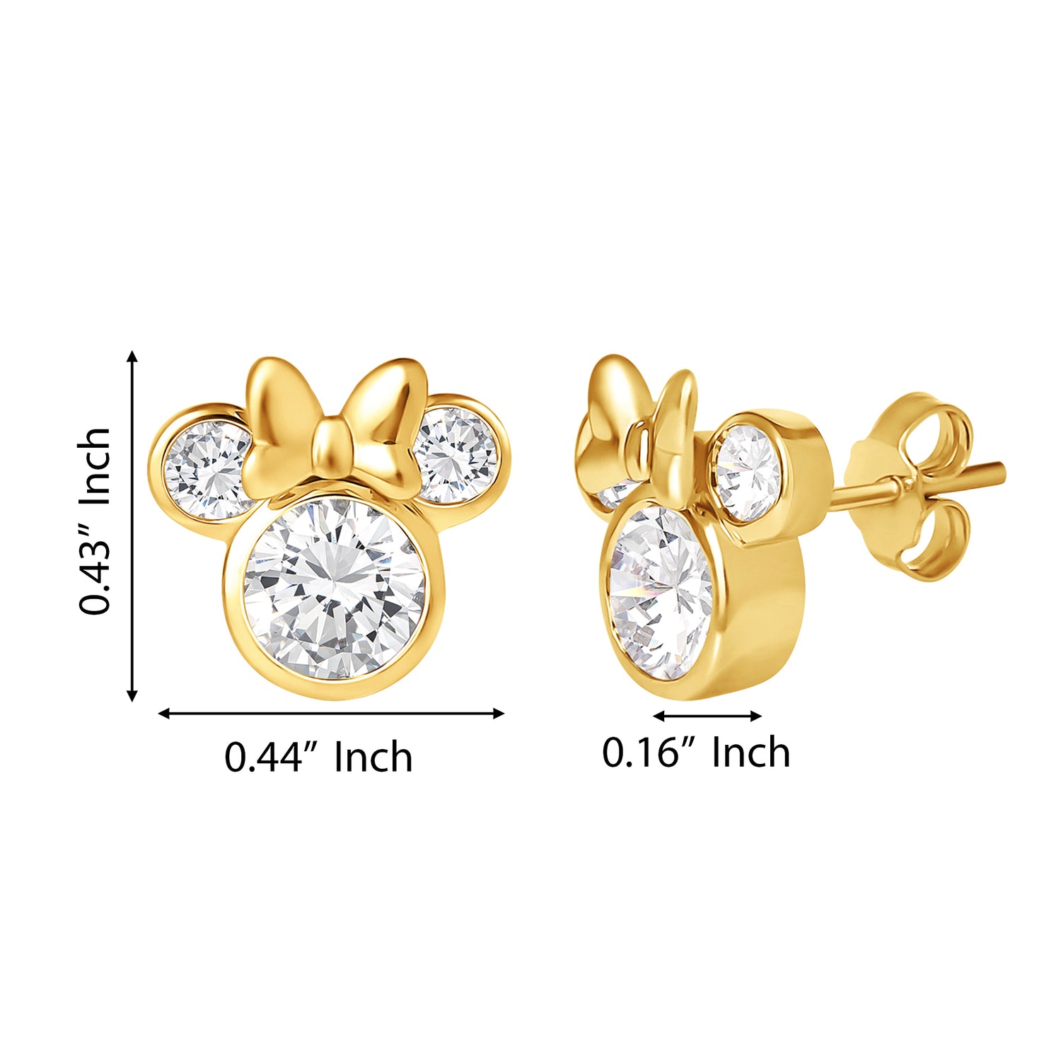 Disney Minnie Mouse Earrings for Women Official License, Cubic Zirconia