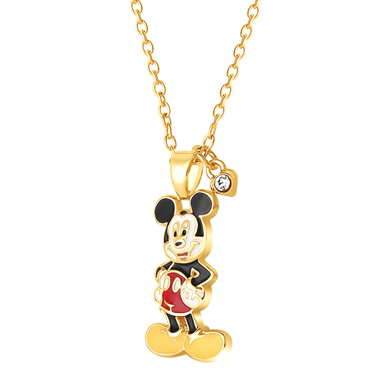 Disney Mickey Mouse Necklace for Women, 18", Enamel-Plated Mickey Pendant