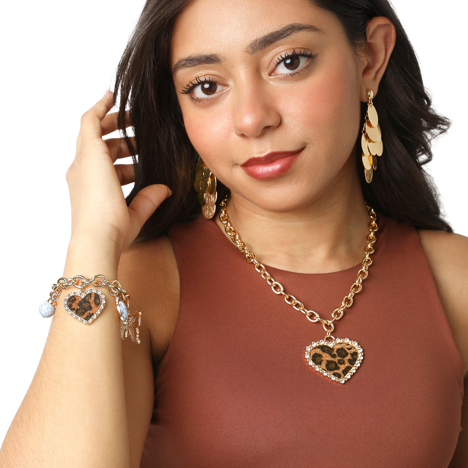 Jessica Simpson Crystal and Cheetah-Print Butterfly and Heart Charm (M)