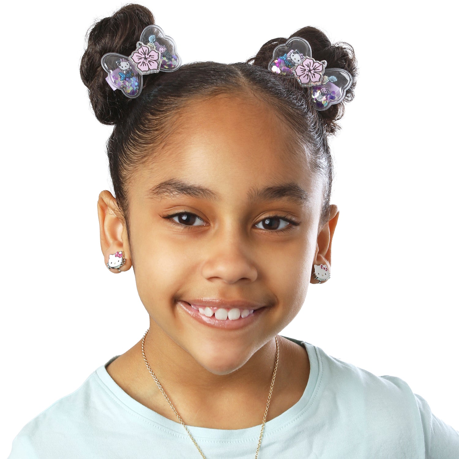 Hello Kitty Mermaid Hair Clips 4-Piece Set Official License, Snap Back Shaker Hair Clips, Sanrio Accessories