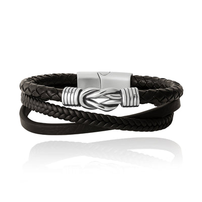 Lucky Brand Stainless Steel (316L) Knot 3-Row Bracelet