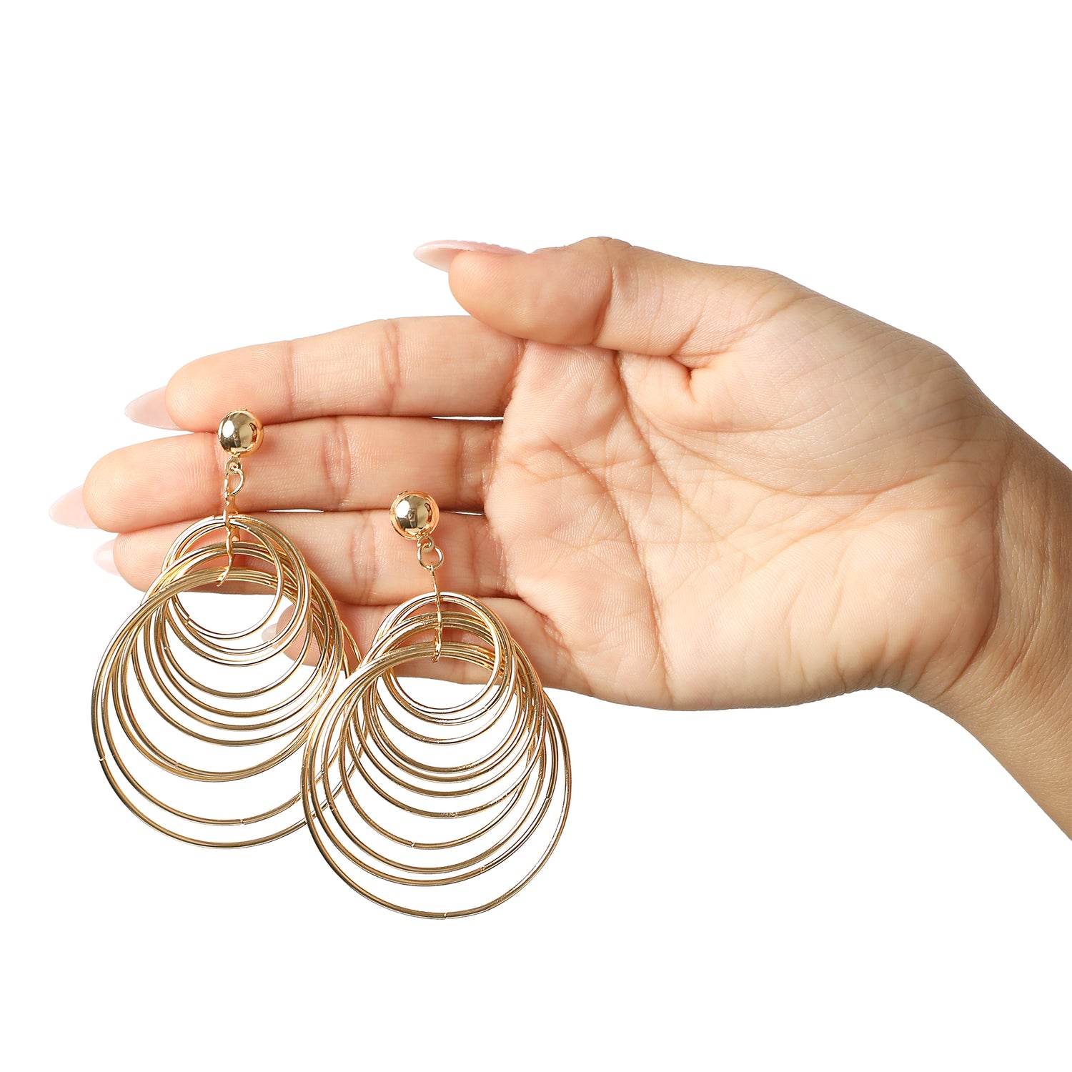Jessica Simpson Multi Hoop Drop Earrings Yellow Gold-Tone, Statement Hoops