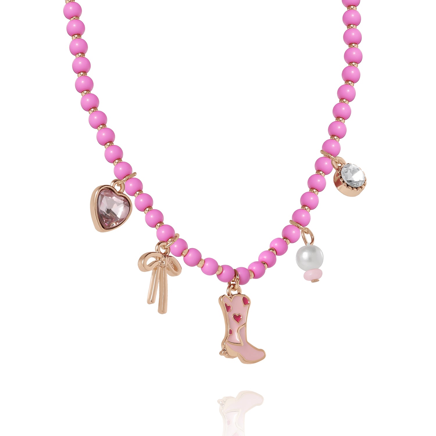 Jessica Simpson Kids Charm Necklace & Earrings Set - Pink & Gold Western Style
