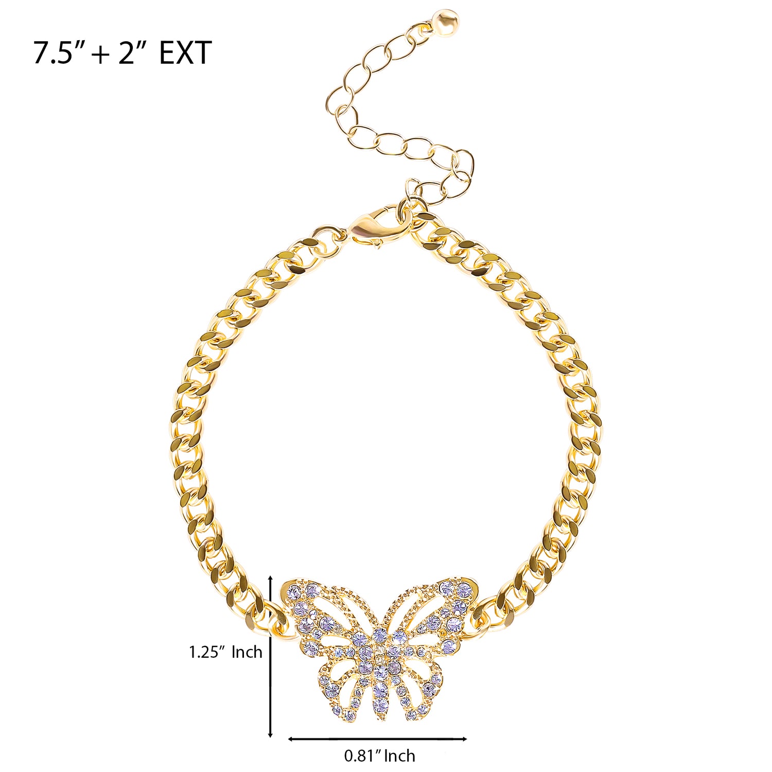 Jessica Simpson Gold-Tone Butterfly Crystal Chain Bracelet