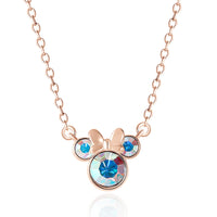 Disney Minnie Mouse Aurora Boreal Crystal Necklace 18"+2", Flash-Plated Official License