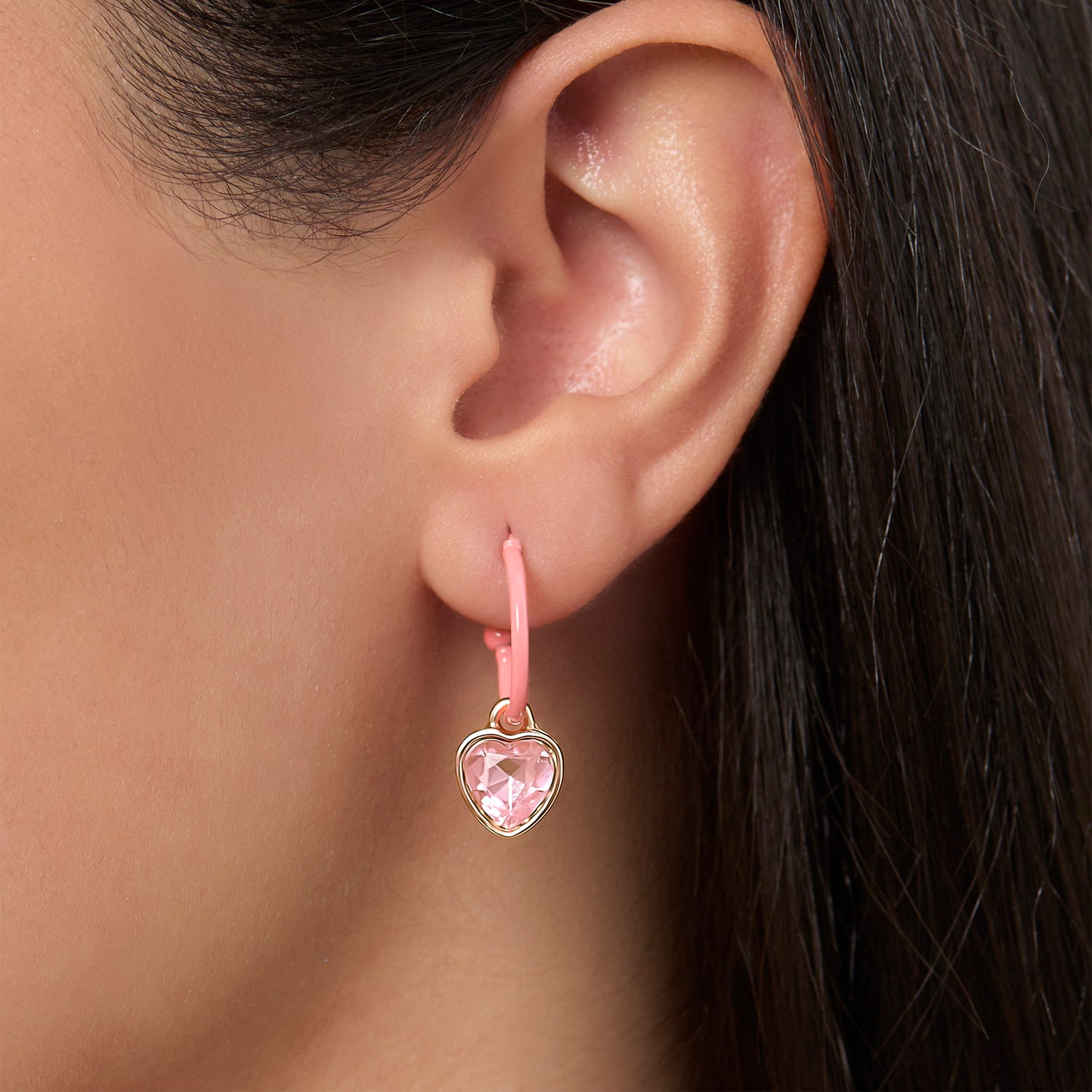 Disney Minnie Mouse Pink Bow Charm Hoop Earring Set, 3 Charms and 1 Hoop