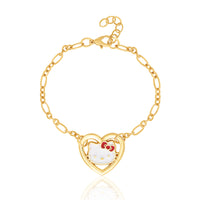 Hello Kitty Heart Link Bracelet in Gold-Tone