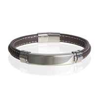 Lucky Brand Microfiber Leather and Stainless Steel ID Bracelet for Men - 8.5''