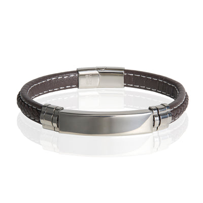 Lucky Brand Microfiber Leather and Stainless Steel ID Bracelet for Men