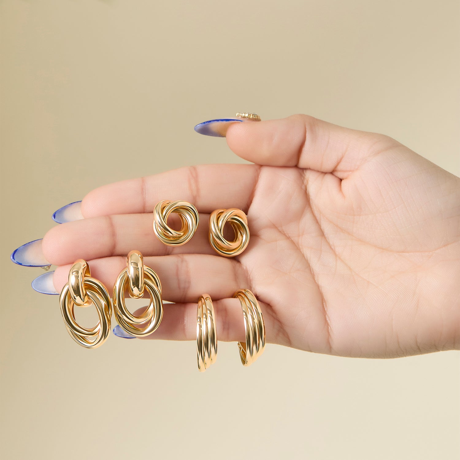Jessica Simpson Knotted Studs, Drop, and Hoop 3 Pack Earring Set