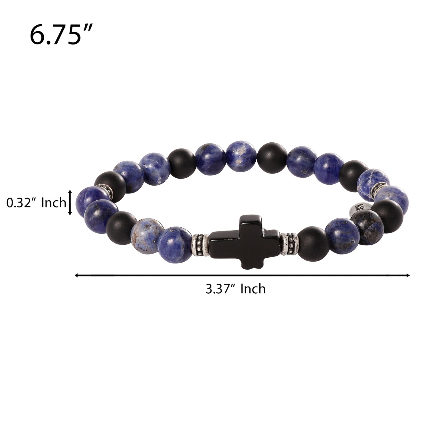 Lucky Brand Sodalite Bead Stretch Bracelets with Cross Accents - Black